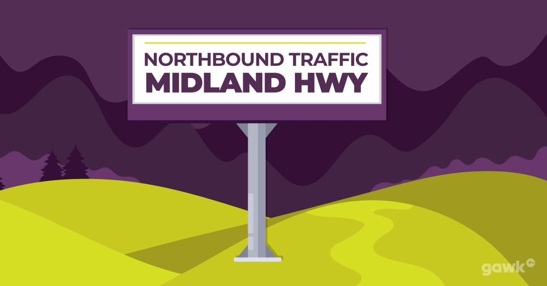 Advertising in Ballarat Northbound Traffic Midland Highway